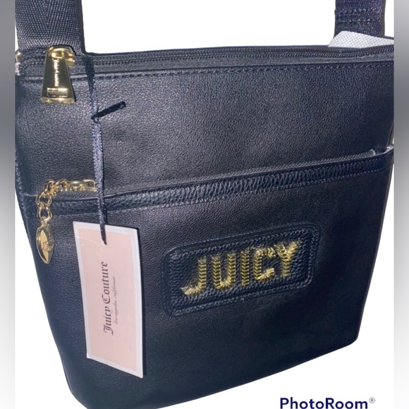 JUICY COUTURE BLANK CHECK LARGE CROSSBODY BAG BLACK| NWT - Picture 2 of 8